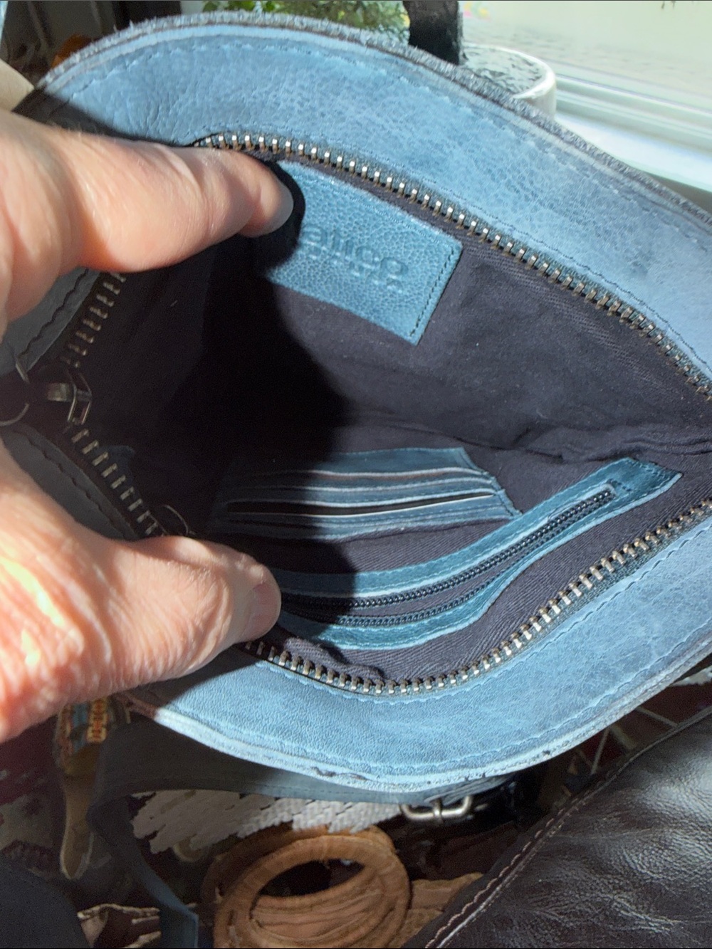 Latico Brynn Denim  Blue Leather Crossbody Bag - Picture 8 of 13